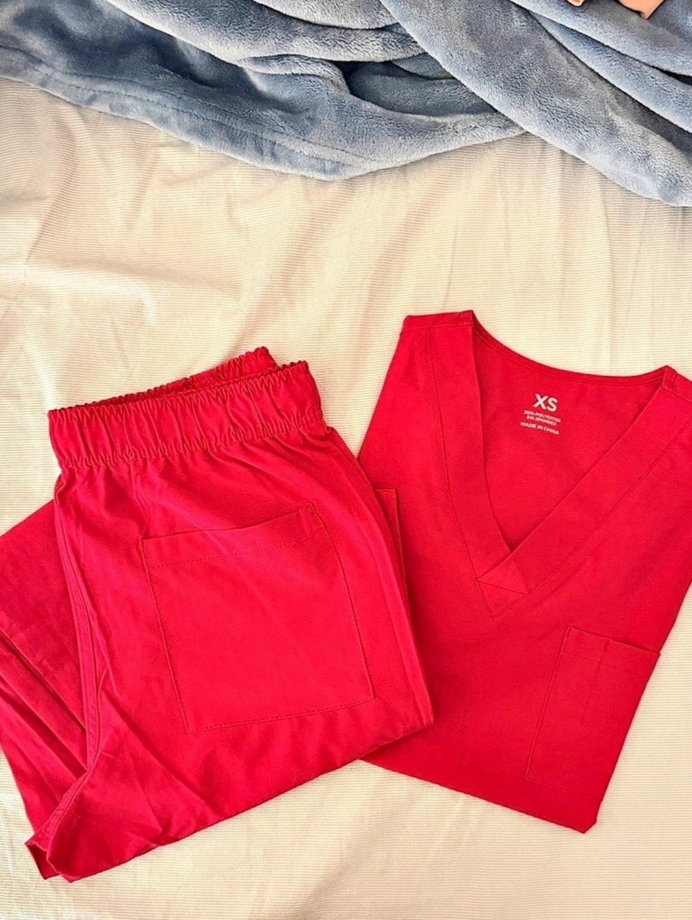 Red Scrub Set Like New